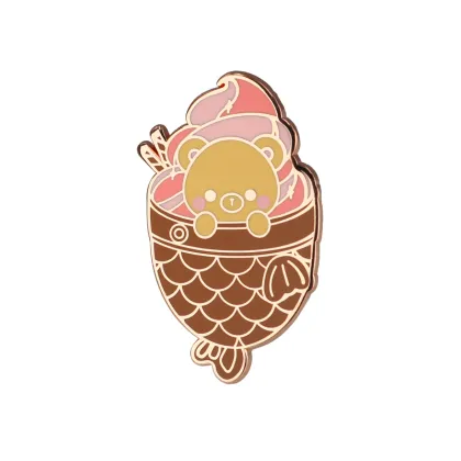 Cartoon Ice Cream Bear Metal Badge
