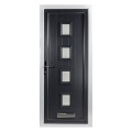 ガラス付きの黒いUPVC木製ドア