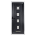 Puerta de madera UPVC negra con vidrio