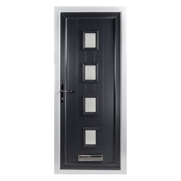 Porte en bois noir upvc avec verre