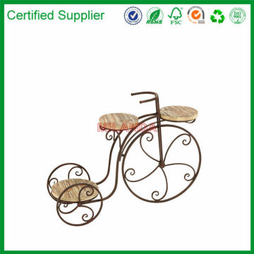 Deco Metal Wood Three Shelves Bicycle Plant Stand, 31" by 23" Inch (M-10922)