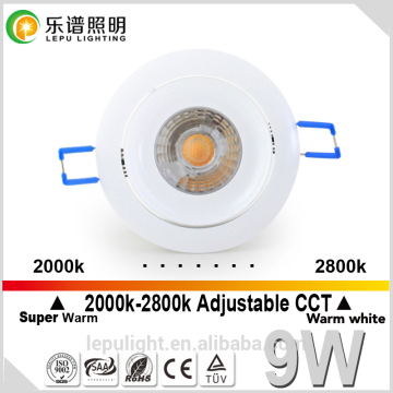 Super thin H31mm dim to warm cutout83mm dimmable warm white 8w CCT led cob recessed downlight