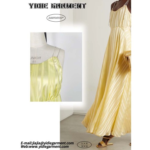 Crystal-embellished Striped Satin Women Maxi Dress