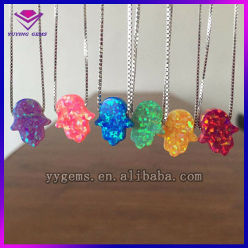 purple red opal hamsa necklace/wholesale opal hamsa necklace/opal necklace