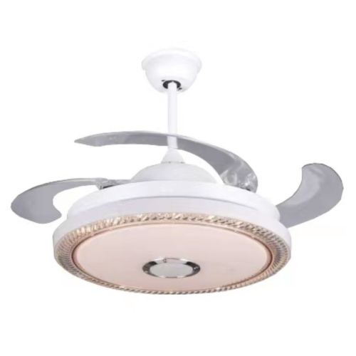 Ventilador de techo retráctil moderno blanco de 42 pulgadas con Bluetooth