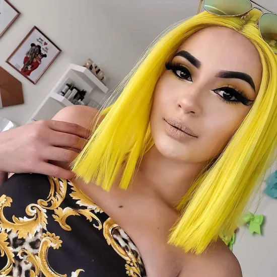 Wholesale Cheap Anime Party Pink Yellow Purple Black Blue Silver BOB Short Straight Synthetic Cosplay Wig