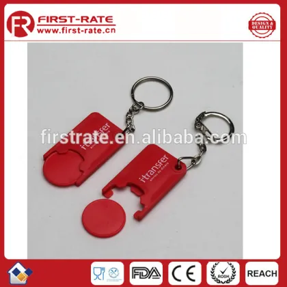Plastic key ring with coin