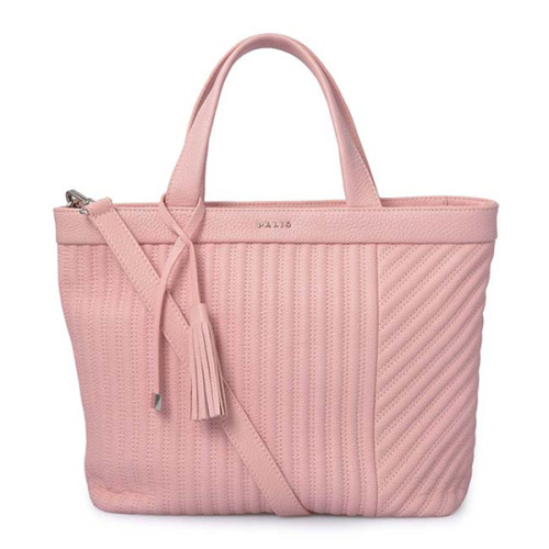 Grand sac fourre-tout en cuir rose à glissière rose Wallace