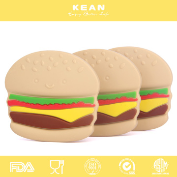 Food Grade Funny Baby Hanburger Teether Silicone Pendant Teether