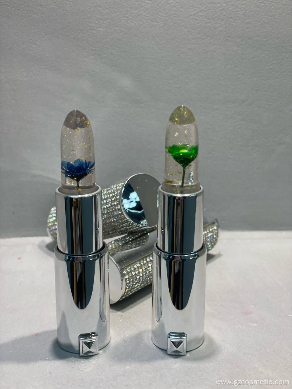 Crystal flower gold foil lipstick