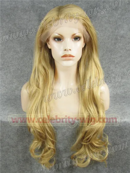 Extra Long Blonde Wavy Synthetic Lace Front Wig Haifa Wehbe Wig