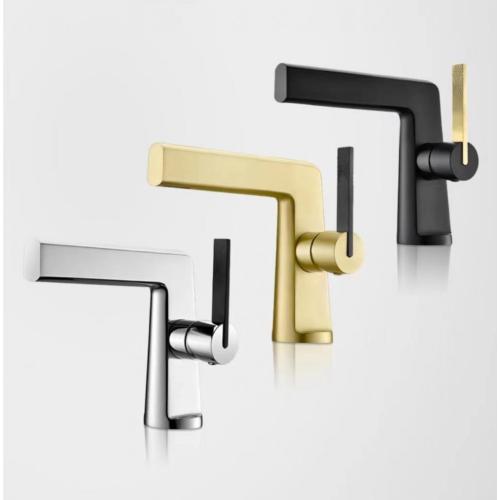 New Style Gold Polished Widespread 3 Holes Sink Mixer Tap Bathroom Brass Basin Faucet with Ceramic Handle