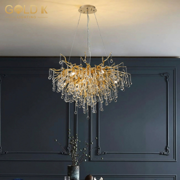 Nordic Crystal Chandelier Gold Ceiling Light