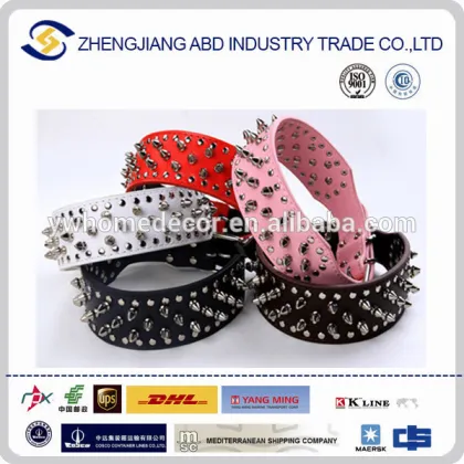 Real Leather Spikes Pitbull Dog Pet Collars For Large Dogs