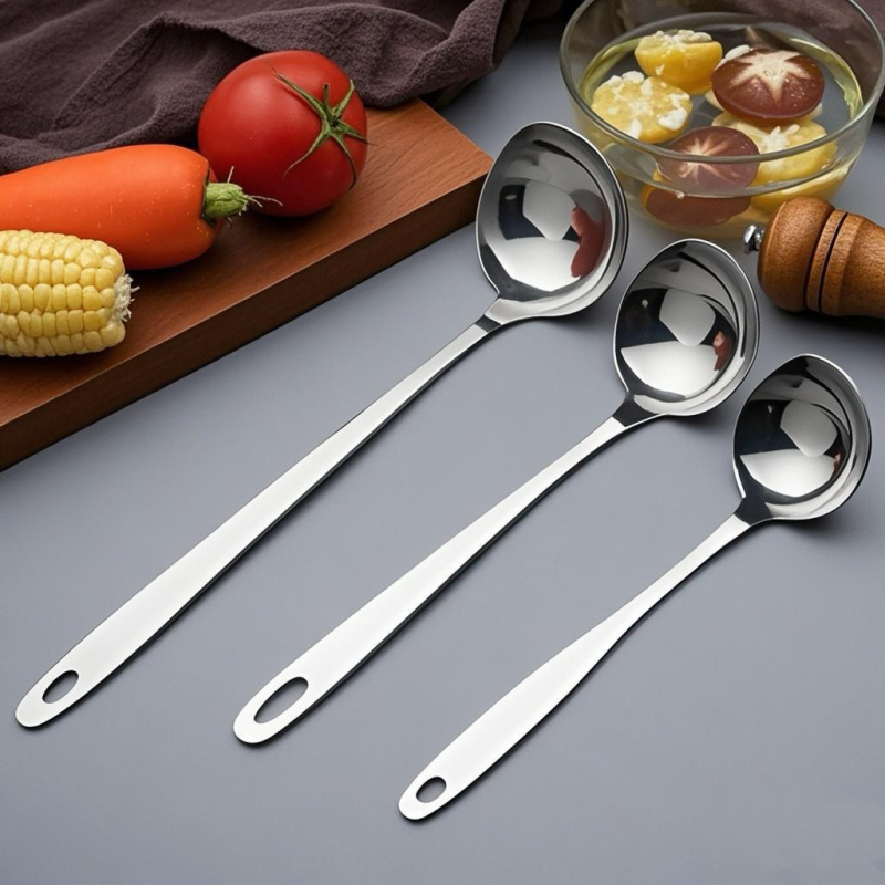 Large stainless steel soup spoon