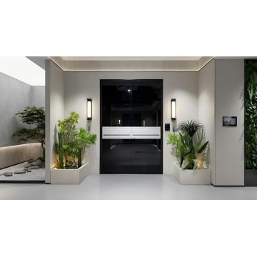 Porta frontal de metal preto brilhante de alta segurança