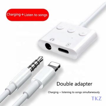 Adattatore per cuffie per jack Aux bianco da 3,5 mm per iPhone X/XS MAX/XR/8 Plus - Carica e splitter audio
