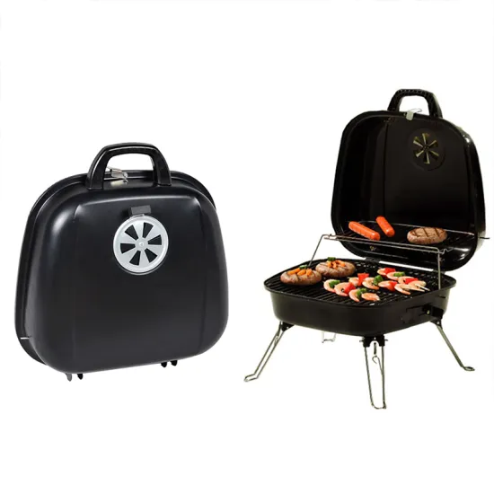 Portable grill 4 Legs Black Mini Charcoal barbecue Foldable BBQ Grill