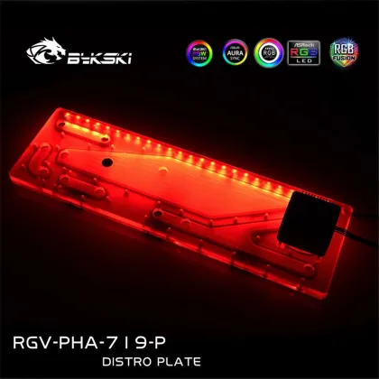 Bykski Distro Plate for Phanteks 719LTG Case - 360 Radiator Water Cooling Loop, 12V/5V RGB Sync