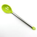 Green Color Kitchen Silicone Slotted Spoon