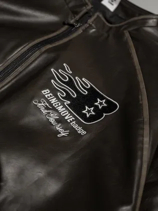 men's embroidered leather jacket