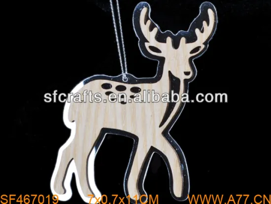 2014 new wooden&glasses Christmas reindeer hanging ornament manufacturer