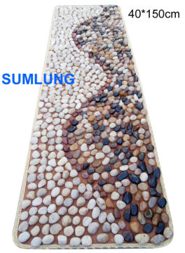 Pebble Foot Massage Mat 40*150mm Wave Pattern blanket Smooth Colorful Natural Stone