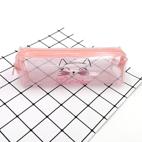 Eva Pencil Case Transparent waterproof cat pattern pink plastic pencil case Manufactory