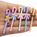 100Pcs/Lot Kawaii Pastel Color Resin Candy Cane Charms Cute Bowknon Candy Cane Lollipop Ornament Jewelry Making DIY