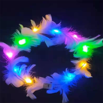 Colorful LED Headband: New Arrivals Luminous Garland Flashing Wreath Angel Feather Headdress for Girls