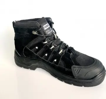Black action leather white rubber outsole shoes