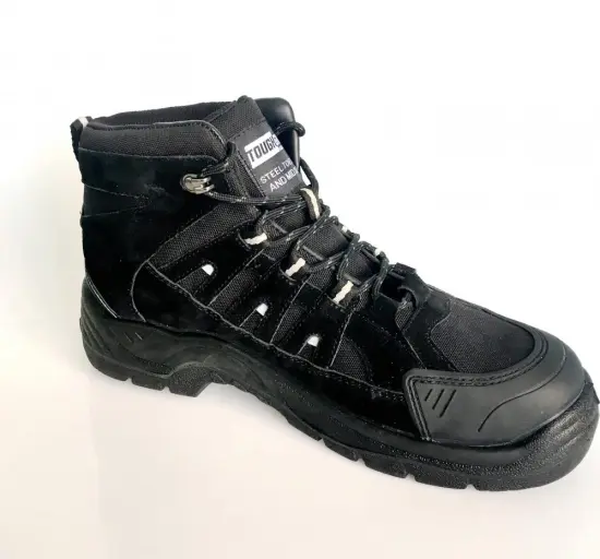 Black action leather white rubber outsole shoes
