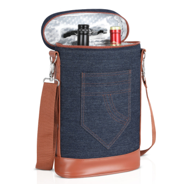 OEM 2 Pack Insulated Champagne Wine Bottle Cooler Bag with Shoulder Strap for Outdoor Picnic