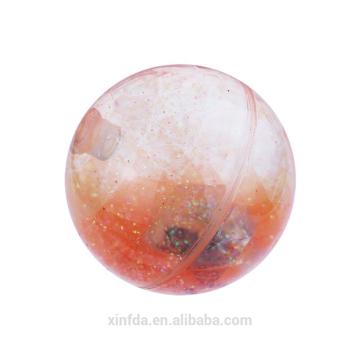 Cheap price custom design promotional flashing water led bouncy ball with glitters