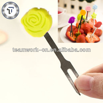Cute rose flower shape fruit fork set