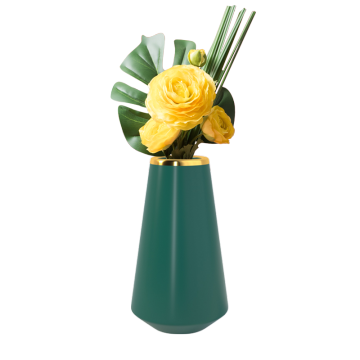 2020 New arrival green vase flower vase ceramic nordic ceramic vase with gold rim for home decor