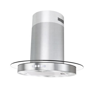 Island Mount Stainless Steel Icircle Cooker Hood Tempered Glass Kitchen Vent Range Hood with Push Buttons