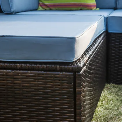 Wicker Rattan 6-Person Seating Group with Cushions