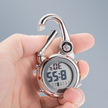 Clip-on Multi-Function Digital Carabiner Watch Backpack Fob with Alarm Clock for Climbers