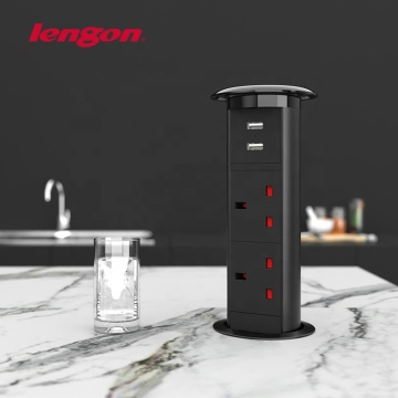 British Kitchen Motorized Vertical Desktop Pop Up Outlet Socket