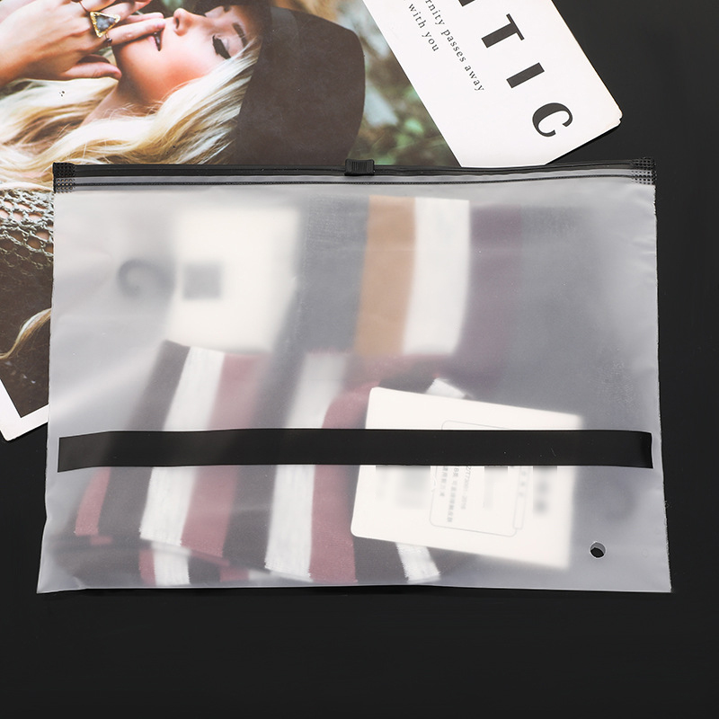 plastic matte ziplock bag with black zipper