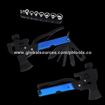 Multifunction Axe Hammer and Wench Tools with Bits, 172mm Length