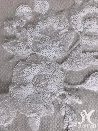 White Floral Mesh Embroidery