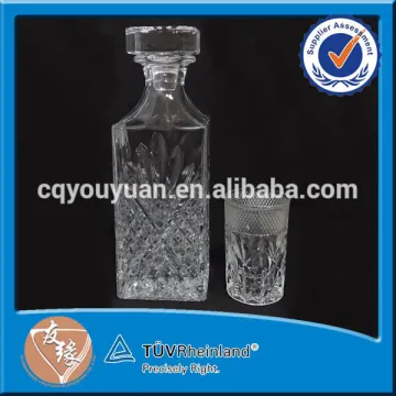 Glass 800ml engraved whiskey decanter with tap