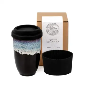 Portable Unique Microwave 12oz Running Blue Reusable Coffee Cup Ceramic Travel Mug