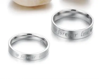 Love you forever custom stainless steel couple rings