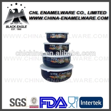 4pcs enamel ice bowl set with PP cover