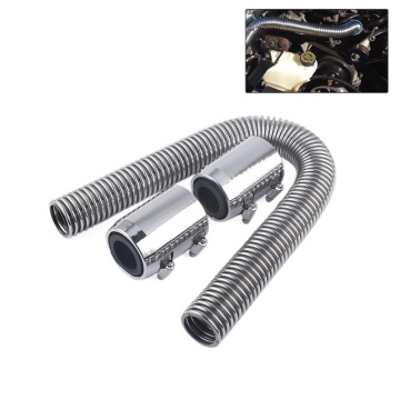Universal 24" Stainless Steel Radiator Flexible Coolant Water Hose Kit with End Caps and Clamps for Car Cooling System