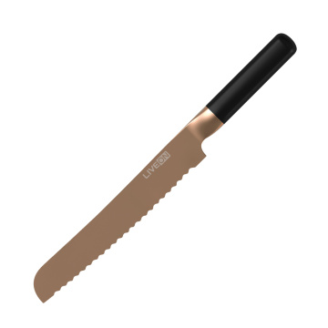 Cuchillo de pan de titanio dorado rosa para cocina