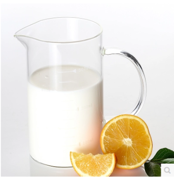 Bicchiere graduato in vetro trasparente con manico da 350 ml
